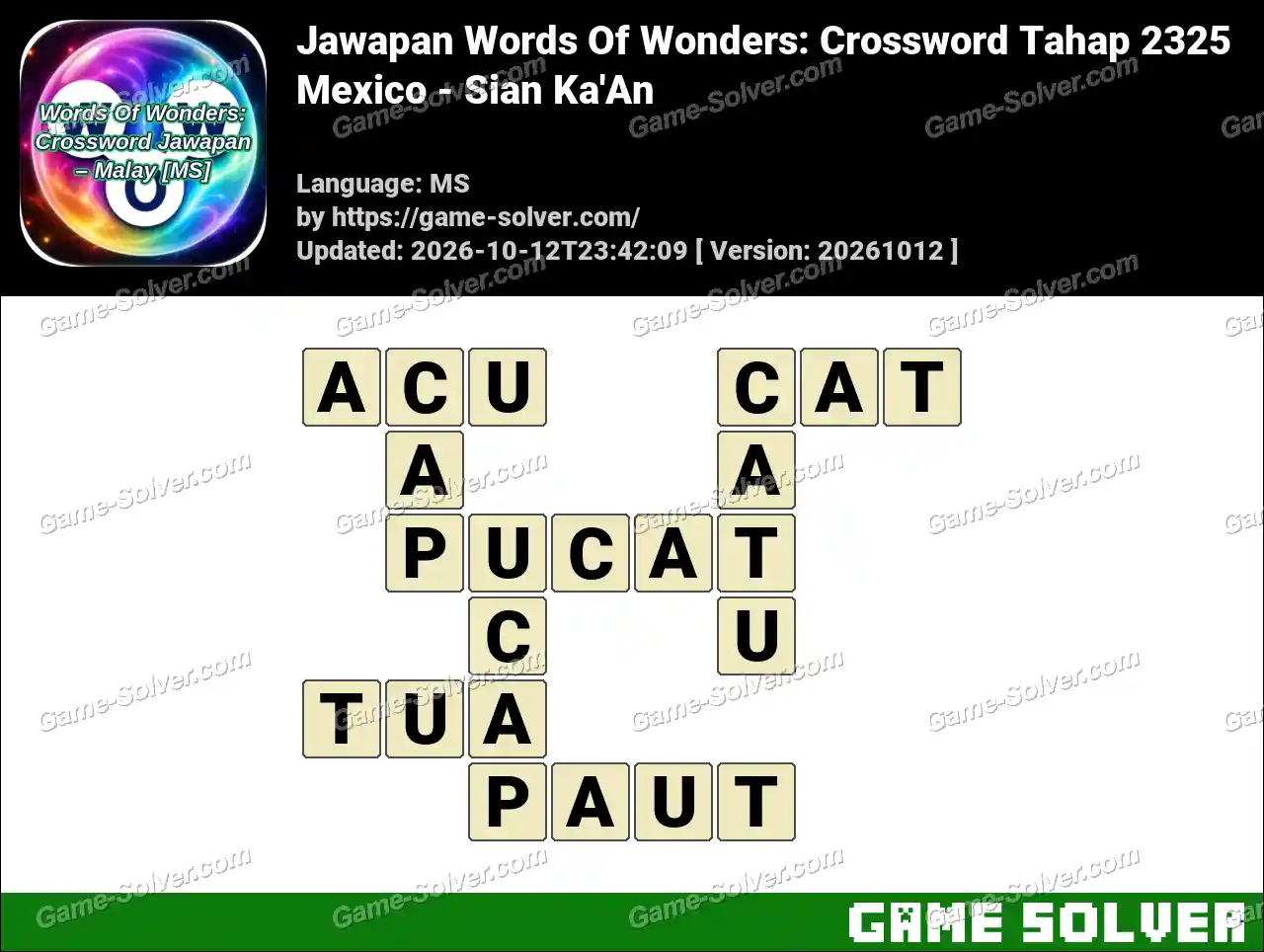 Jawapan Words Of Wonders: Crossword Tahap 2325 – Mexico – Sian Ka’An